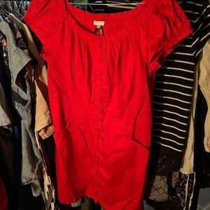 Dynamite Bright Red Blouse dress with Button Detail